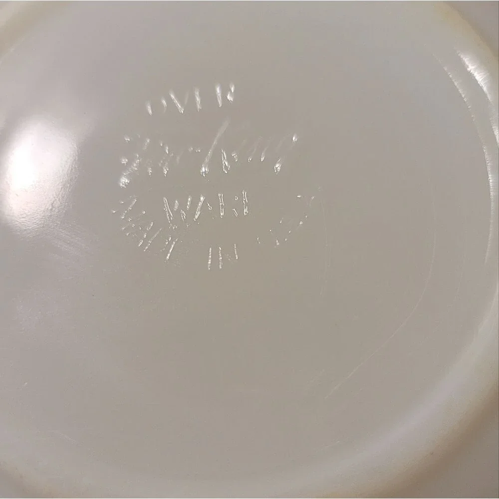 Fire King White Milk Glass rimmed in 24 ct Gold. Tea / Coffee plates. Set of 3.